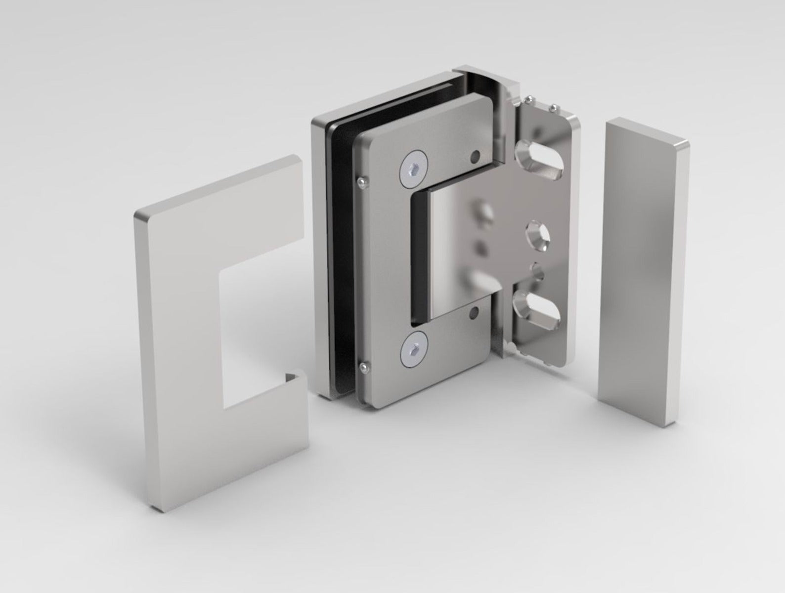 OXFORD Adjustable Polished Chrome Shower Hinge, Wall Mount Offset Back Plate, Cover Plates