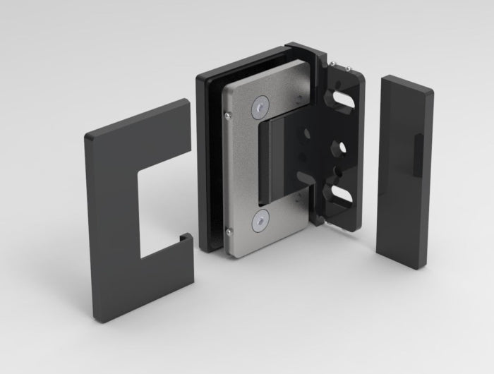 OXFORD Adjustable Polished Chrome Shower Hinge, Wall Mount Offset Back Plate, Cover Plates