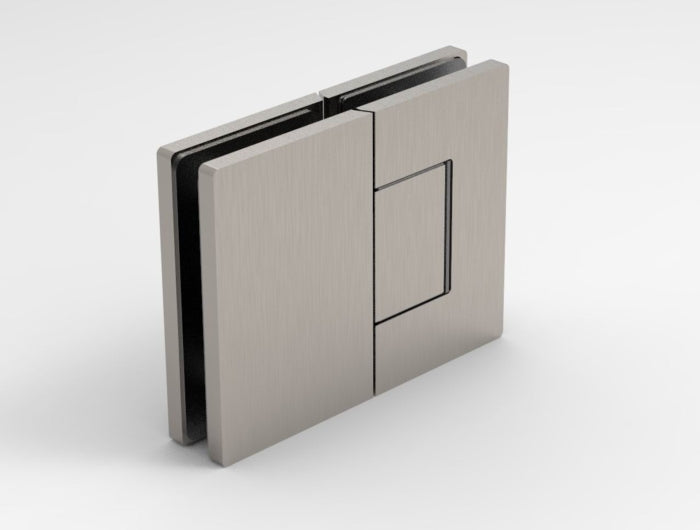 OXFORD Adjustable Polished Chrome Shower Hinge, 180° Glass-Glass, Cover Plates