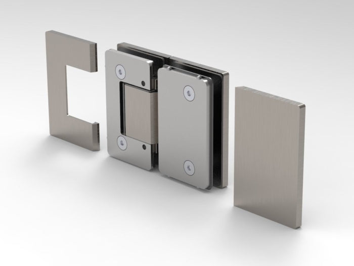 OXFORD Adjustable Polished Chrome Shower Hinge, 180° Glass-Glass, Cover Plates