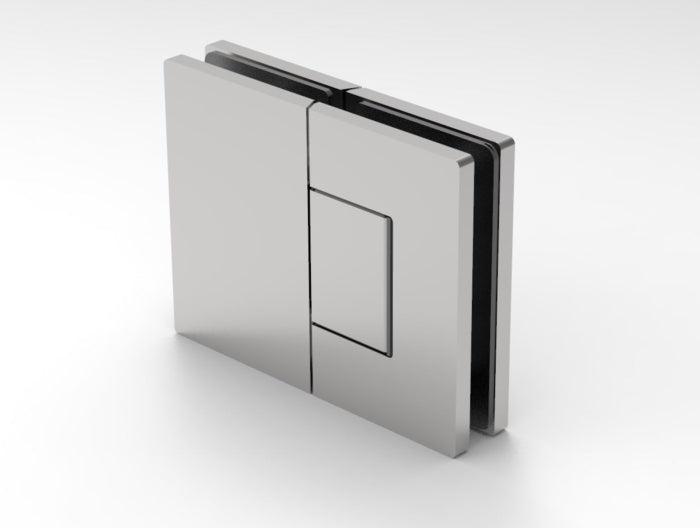 OXFORD Adjustable Polished Chrome Shower Hinge, 180° Glass-Glass, Cover Plates