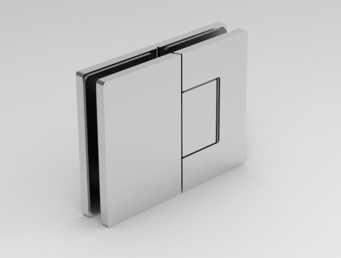 OXFORD Adjustable Polished Chrome Shower Hinge, 180° Glass-Glass, Cover Plates