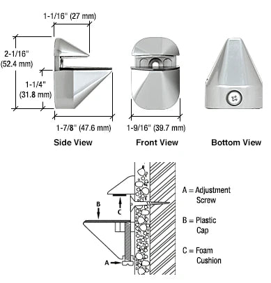 Adjustable Glass Shelf Clamps